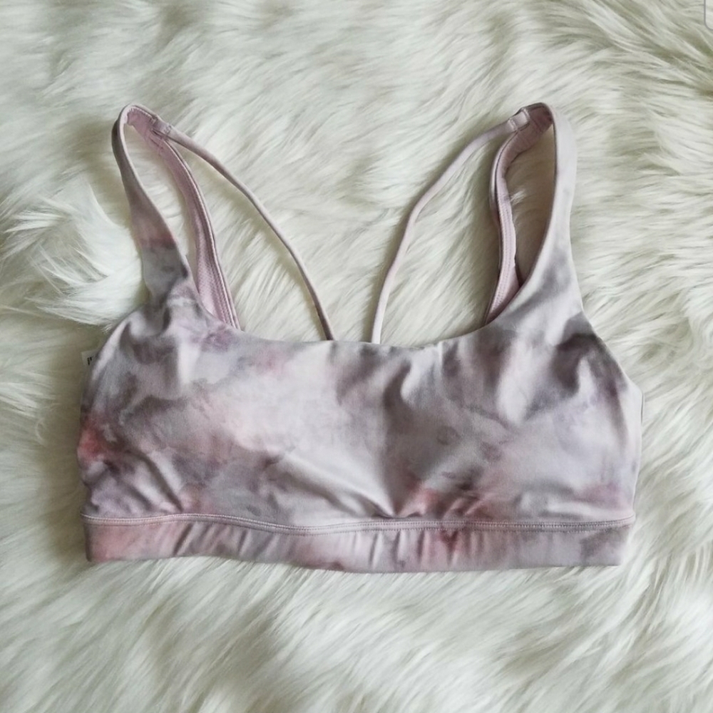 2 Athleta Exhale Snow Dye Bras - Pink and Green - Picture 5 of 10